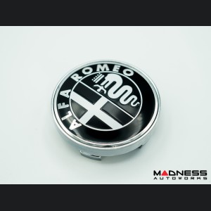 Alfa Romeo Wheel Center Caps - set of 4 - Black/ White - 60mm - V2